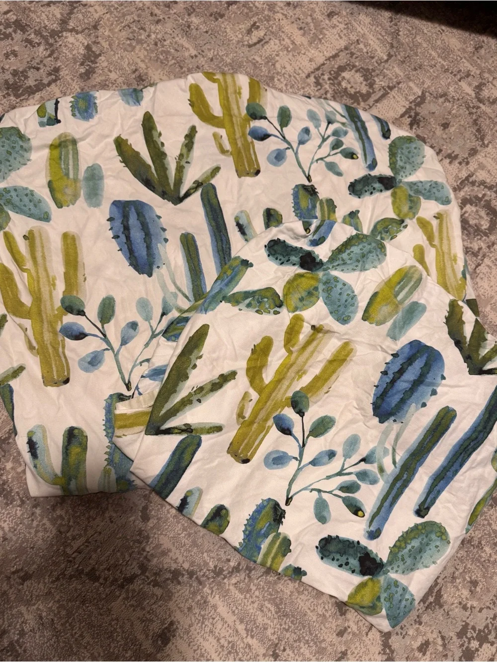 Botanical Cactus Print Crib Sheet - White, Green & Blue
